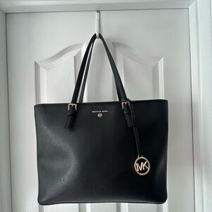 Michael Kors Black Tote with Gold Accents